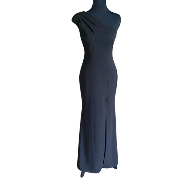 Vince Camuto Black One Shoulder Cocktail Gown long formal classic elegant SZ 2 - Picture 1 of 12
